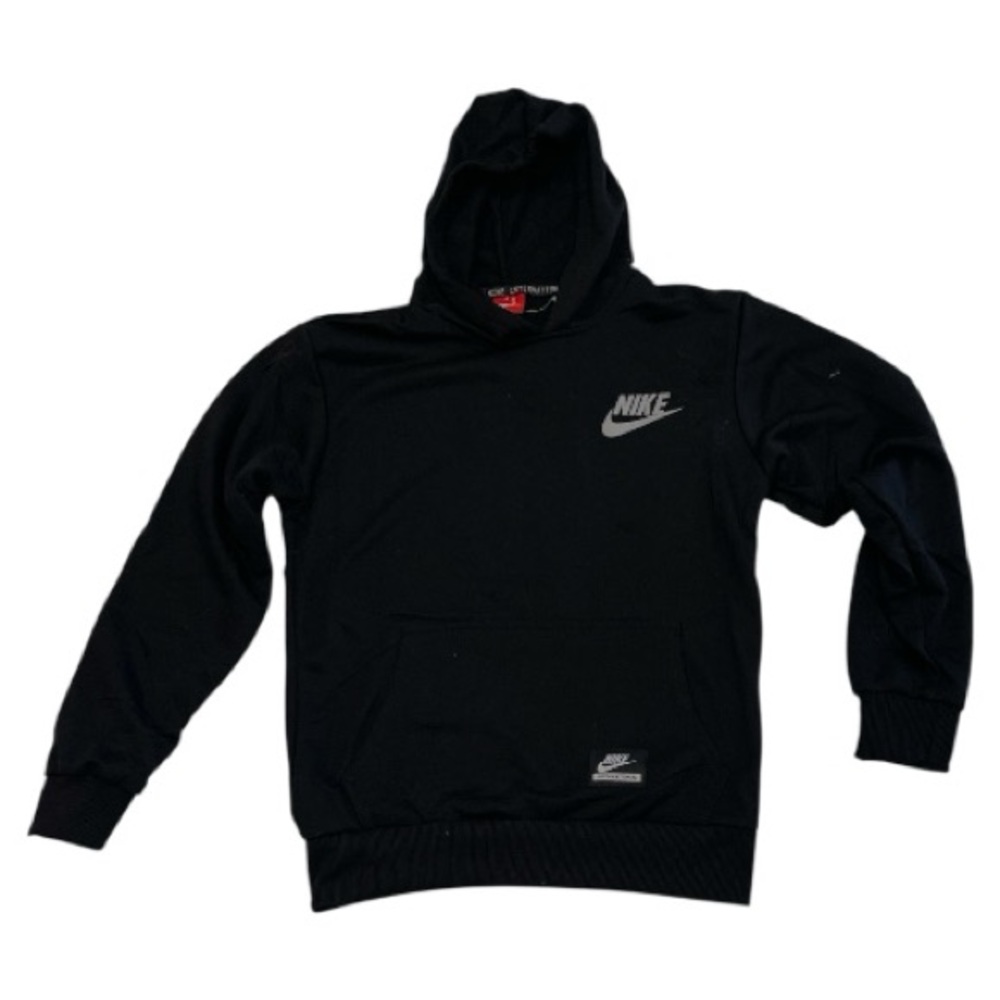 Nike Men's Black Hoodie with Silver Logo
